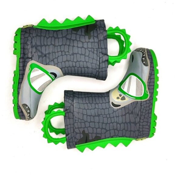 Western Chief Jurassic Jake Dinosaur Rain Boots Youth Size 1 Charcoal Green - Picture 2 of 16